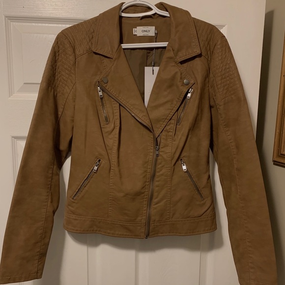NWT Brown Leather Jacket - Picture 2 of 5